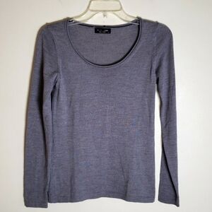Brunella Gori gray sweater, lightweight extra fine merino wool scoop neck, large